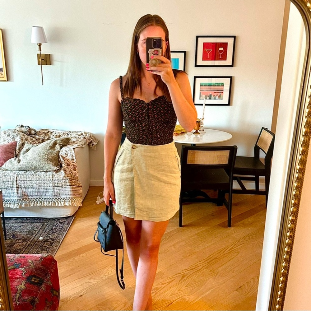 J. Crew Sage Green Wrap Mini Skirt size 2